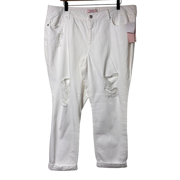 JUST FAB DISTRESSED WHITE WOMEN JEANS SIZE 34 BRAND NEW WITH TAGS - Picture 1 of 7
